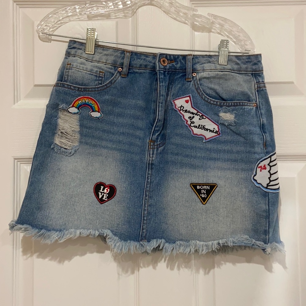 Forever 21 denim patched skirt